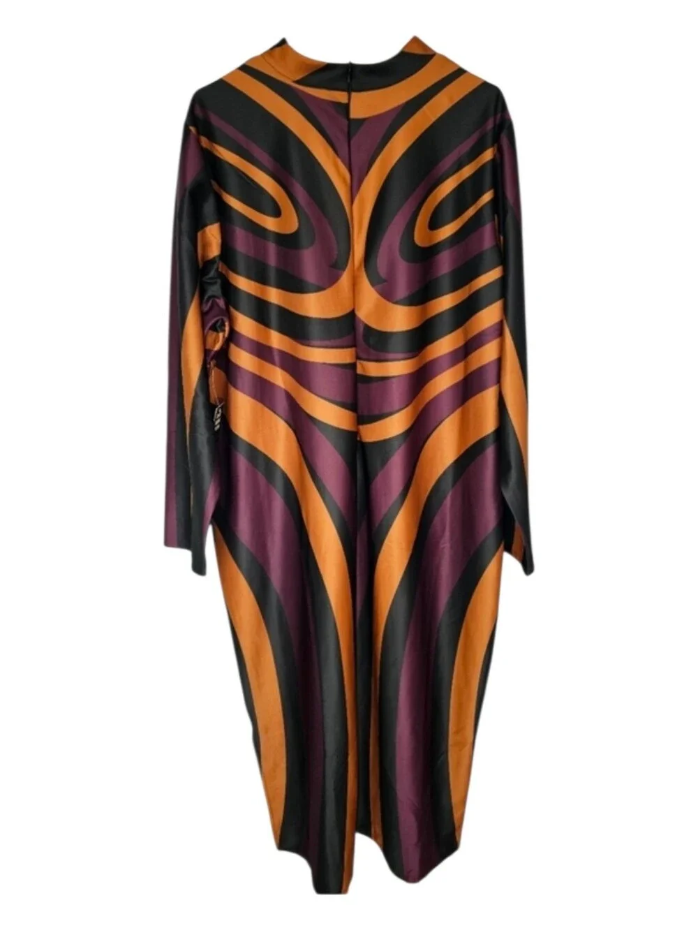 NWT Ashley Stewart Orange Purple Abstract‎ Swirl Long Sleeve Maxi Dress Sz 26/28